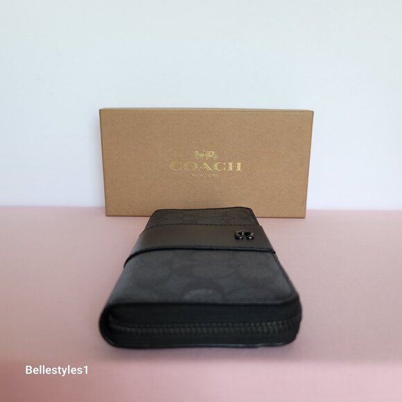 COACH Boxed Slim Accordion Signature Canvas & Leather Wallet w Back-slip pocket⭐ - Picture 11 of 16